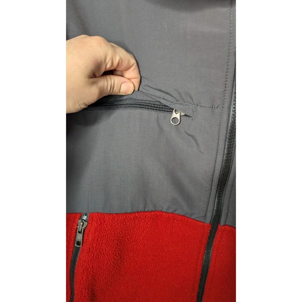 The North Face Men's Red‎ Orange Gray Denali Fleece Full Zip Size Small Polartec